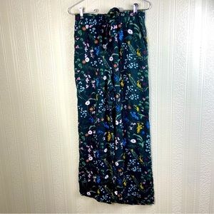 H&M Floral High Waisted Wide Leg Pants Green Women 6